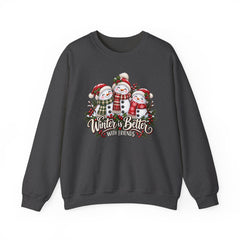Winter is Better with Friends - Snowmen Crewneck Sweatshirt, Cozy Christmas Apparel, Holiday Festive Sweatshirt