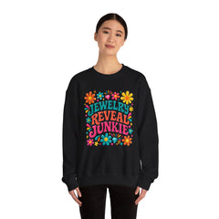 Jewelry Reveal Junkie Sweatshirt by Gildan, Cozy Unisex Crewneck, Gift for Jewelry Lovers