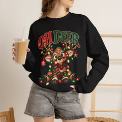 Oh Deer Christmas Sweatshirt — Cute Reindeer Holiday Crewneck