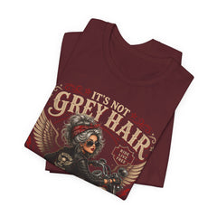 It's Not Grey Hair It's Wisdom Glitter T-Shirt — Vintage Skull & Rose Biker Tee for Women & Men