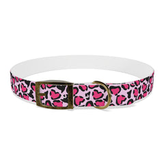 Dog Collar- Pink Leopard Print Hearts