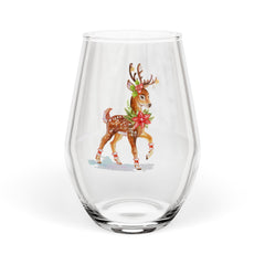 Christmas Reindeer Stemless Wine Glass