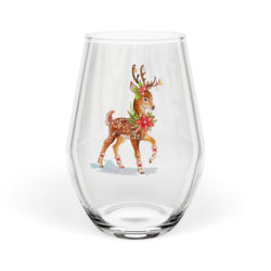 Christmas Reindeer Stemless Wine Glass