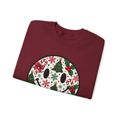 Christmas Smiley Crewneck Sweatshirt — Festive Holiday Smile Graphic