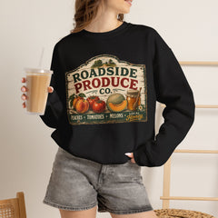 Roadside Produce Co. Crewneck Sweatshirt — Vintage Farmstand Graphic- Southern Heritage