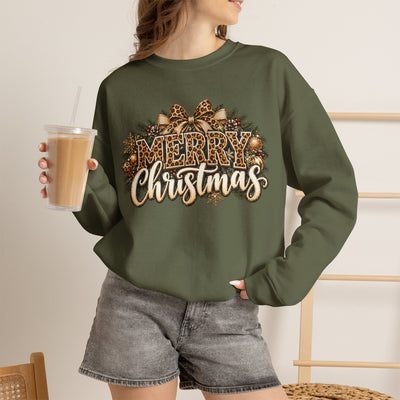 Merry Christmas Vintage Pinecone Design- Leopard Print