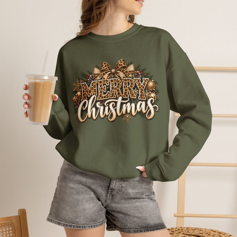 Merry Christmas Vintage Pinecone Design- Leopard Print