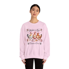 "Makin' a List, Chicken It Twice" Christmas Chicken Crewneck Gildan Sweatshirt