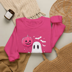 Pink Balloon Halloween Ghost Sweater | Unisex Crewneck Sweatshirt for Cozy Autumn Nights, Halloween Party, Spooky