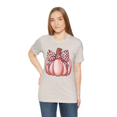 Cute Pink Pumpkin Graphic Tee for Fall, Autumn Shirt, Halloween Top, Harvest Celebration T-Shirt, Seasonal Apparel, Gift Idea