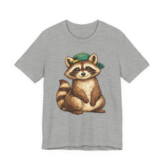 Cute Raccoon Graphic Tee — Adorable Cartoon Raccoon with Green Cap
