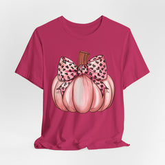 Cute Pink Pumpkin Graphic Tee for Fall, Autumn Shirt, Halloween Top, Harvest Celebration T-Shirt, Seasonal Apparel, Gift Idea