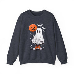 Orange Balloon Halloween Ghost Sweater | Unisex Crewneck Sweatshirt for Cozy Autumn Nights, Halloween Party, Spooky