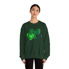 Green Heart Patterns Unisex Heavy Blend Crewneck Sweatshirt | St. Patrick's Day/Christmas