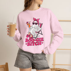 Boo-gie Bitch Ghost Crewneck Sweatshirt — Cute Retro Halloween Graphic