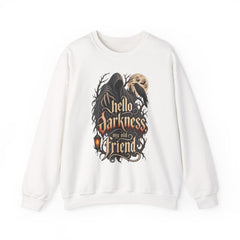 Hello Darkness Crewneck Sweatshirt — Gothic Moon Raven Graphic- Halloween