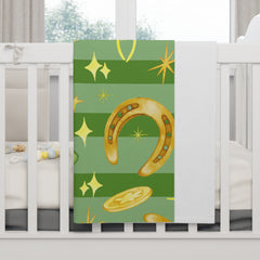 St. Patrick's Day Soft Fleece Dog Blanket - Gold Coins & Shamrock Design