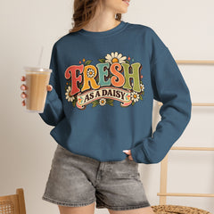 Fresh as a Daisy Crewneck Sweatshirt – Retro Spring Floral Graphic