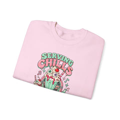 Halloween Sweatshirt — "Serving Chills with Extra Whipped Cream" Retro Ice Cream Graphic - BP
