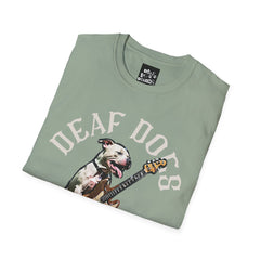 FB Rockstar Dog Unisex T-Shirt - Deaf Dogs Definitely Rock on Electric Guitars Design